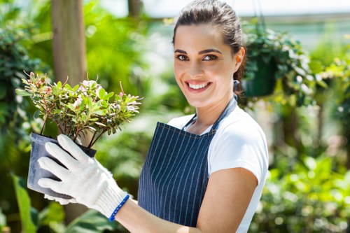 Gardener carrying out outdoor maintenance work